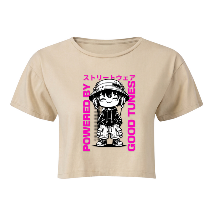 Powered by good tunes - Crop Top - nude