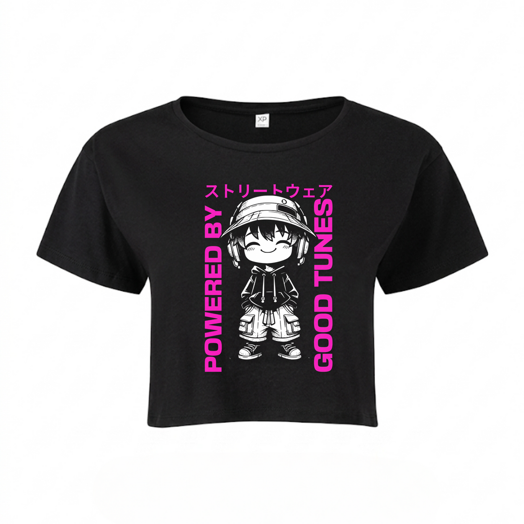 Powered by good tunes - Crop Top - schwarz