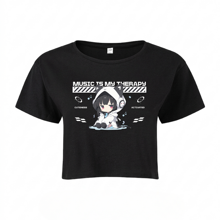 Music is my Therapy - Crop Top - schwarz
