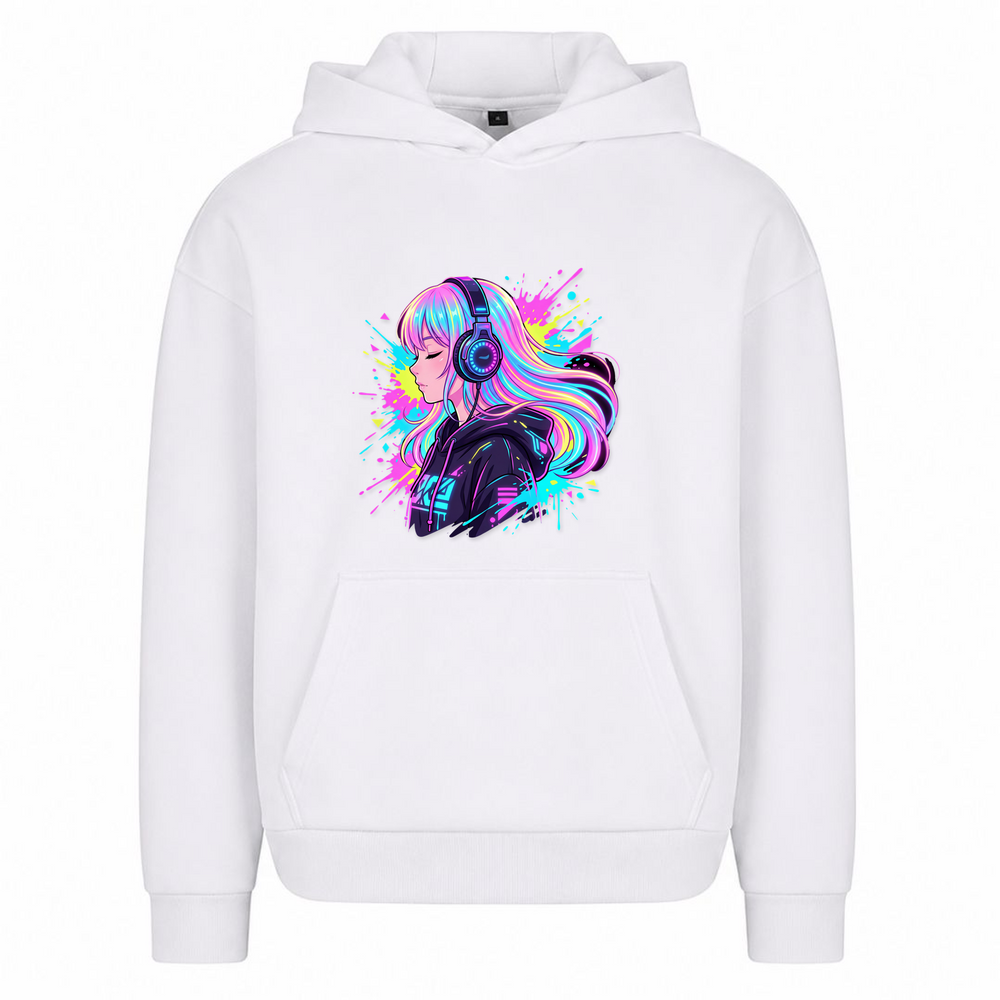 Lost in Music - T-Shirt Oversized Hoodie - Weiß