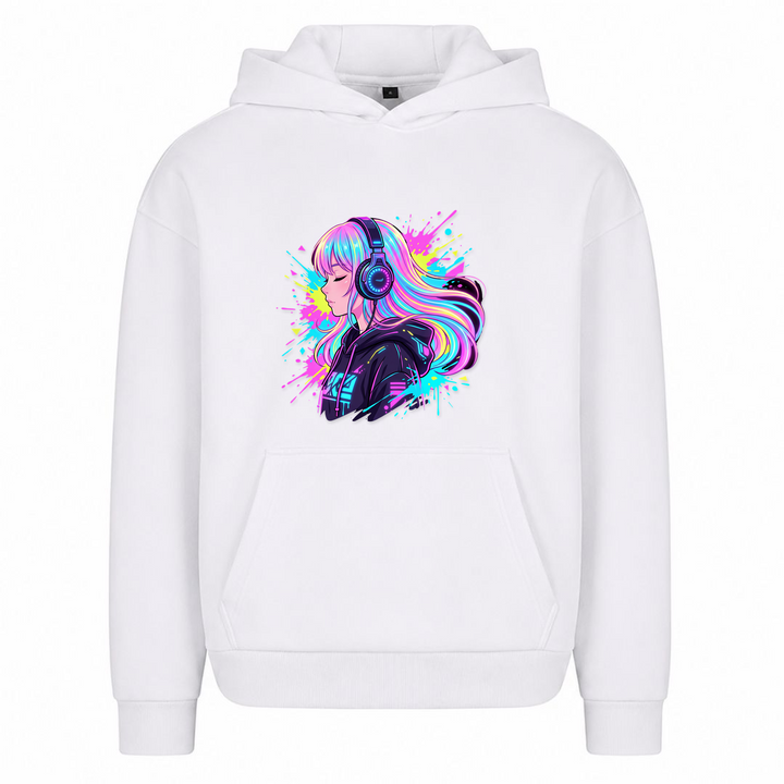 Lost in Music - T-Shirt Oversized Hoodie - Weiß