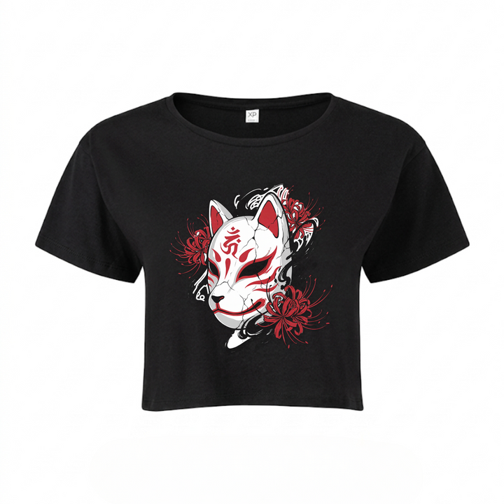 Broken Kitsune - Crop Top - schwarz