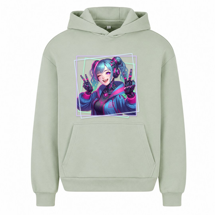 Cyber Girl - Oversized Hoodie - light asphalt
