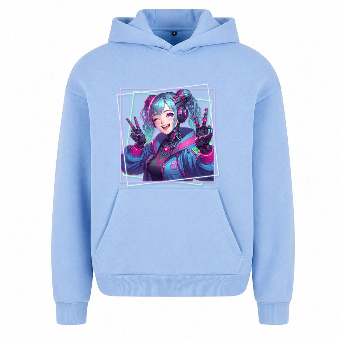 Cyber Girl - Oversized Hoodie - powder blue