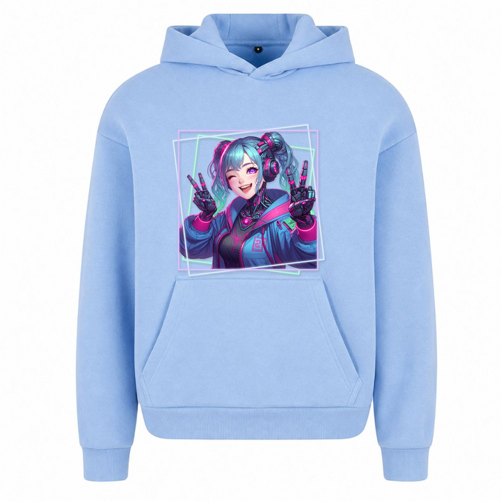 Cyber Girl - Oversized Hoodie - powder blue