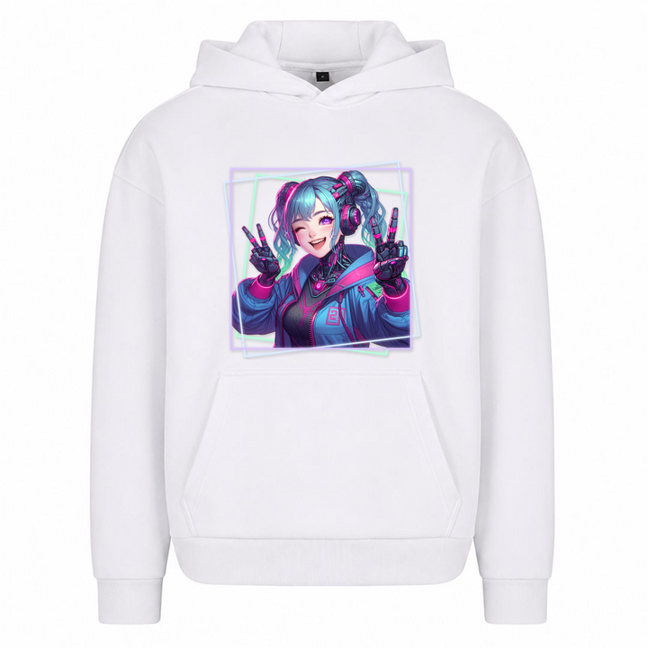 Cyber Girl - Oversized Hoodie - Weiß