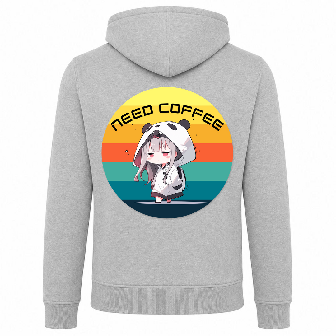 Need Coffee - Zip Hoody - heather grey - Rueckseite