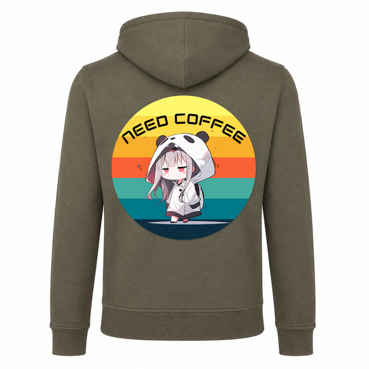 Need Coffee - Zip Hoody - Olive - Rueckseite
