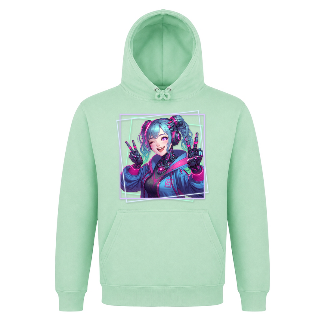 Cyber Girl - Basic Hoodie - Frozen Green