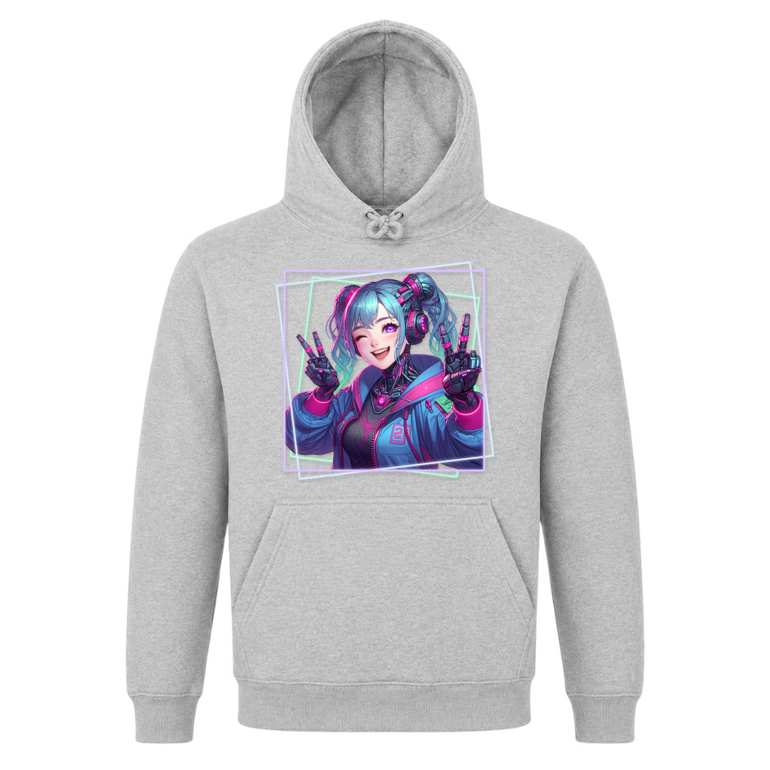 Cyber Girl - Basic Hoodie - Grey Melange