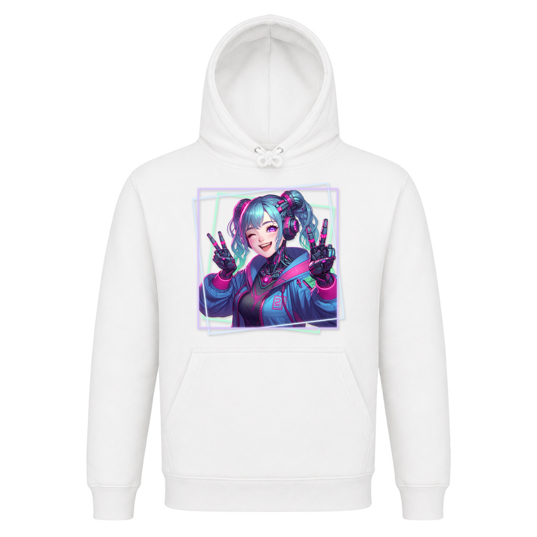 Cyber Girl - Basic Hoodie - White