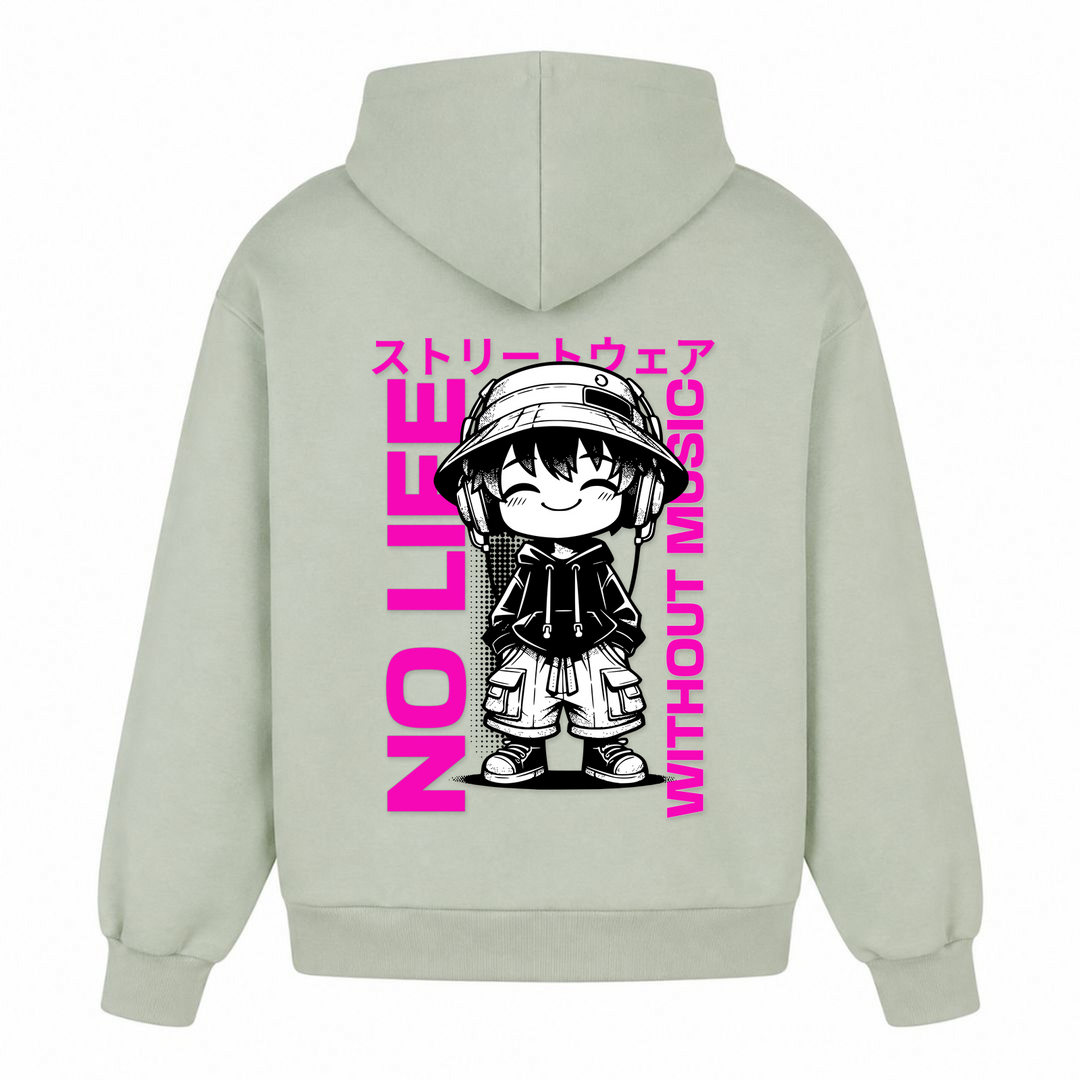 No life without Music - Oversized Hoodie - light asphalt - Rueckseite