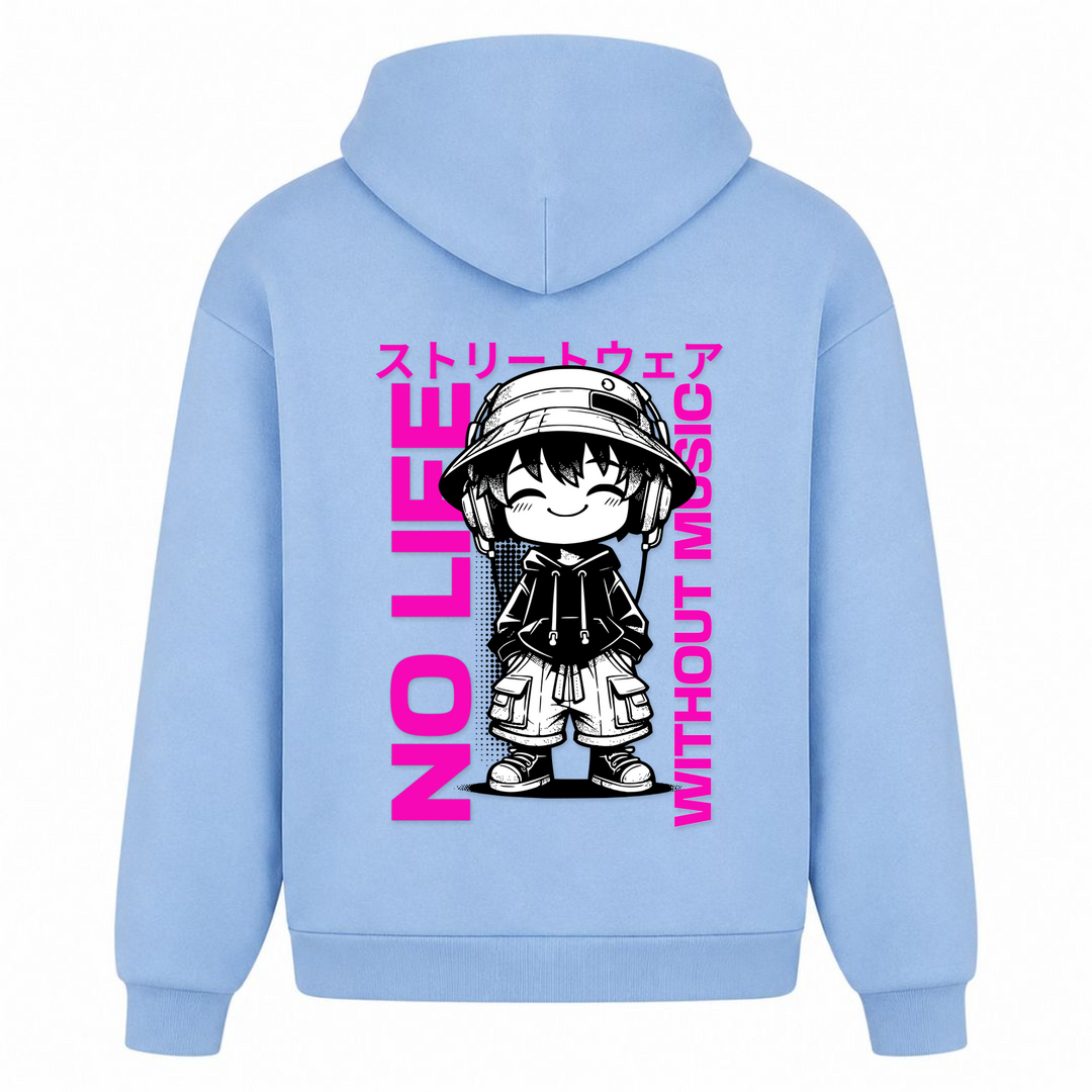 No life without Music - Oversized Hoodie - powder blue - Rueckseite