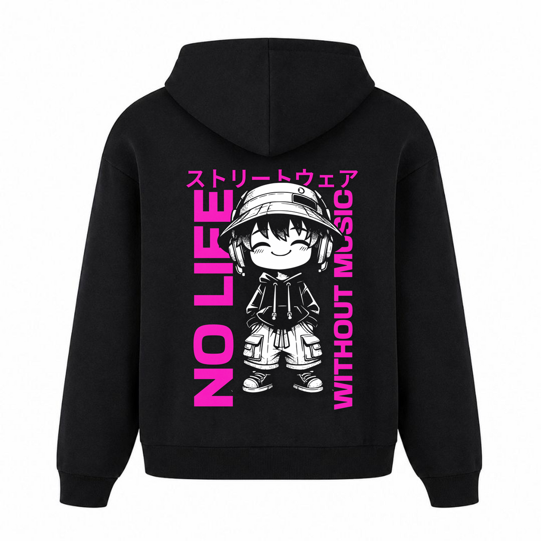 No life without Music - Oversized Hoodie - Schwarz - Rueckseite