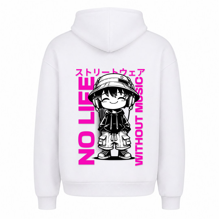 No life without Music - Oversized Hoodie - Weiß - Rueckseite