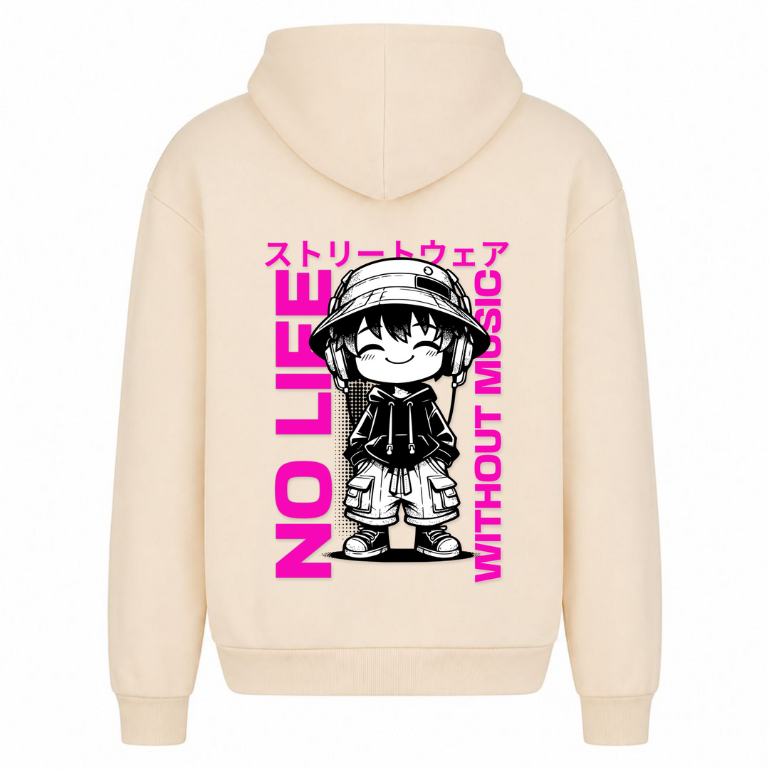 No life without Music - Oversized Hoodie - White Sand - Rueckseite