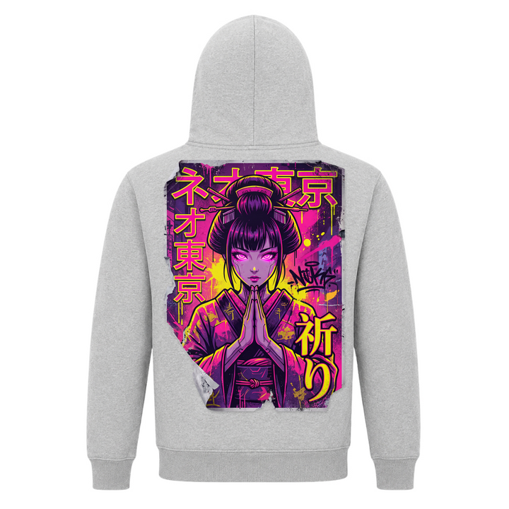 Neon Geisha - T-Shirt Unisex Basic Hoodie - Grey Melange