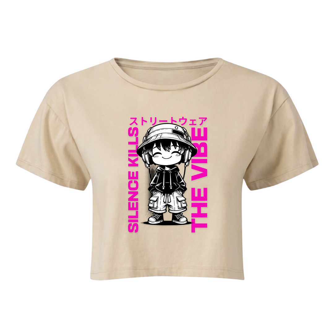Silence kills the Vibe - Crop Top - nude