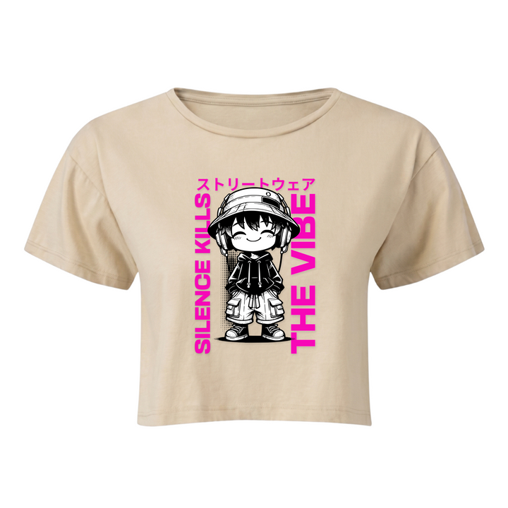 Silence kills the Vibe - Crop Top - nude