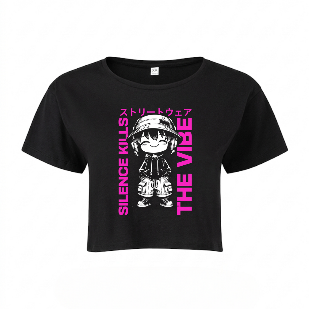 Silence kills the Vibe - Crop Top - schwarz