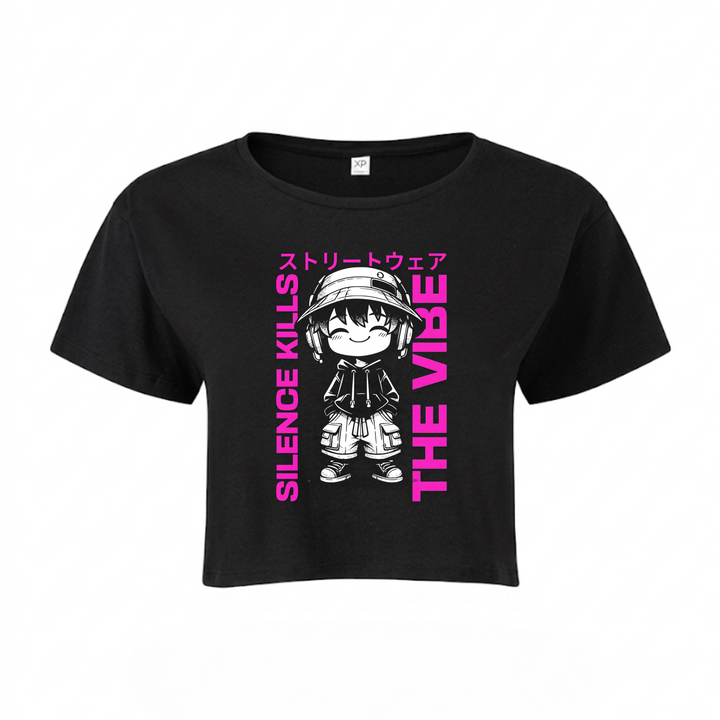 Silence kills the Vibe - Crop Top - schwarz