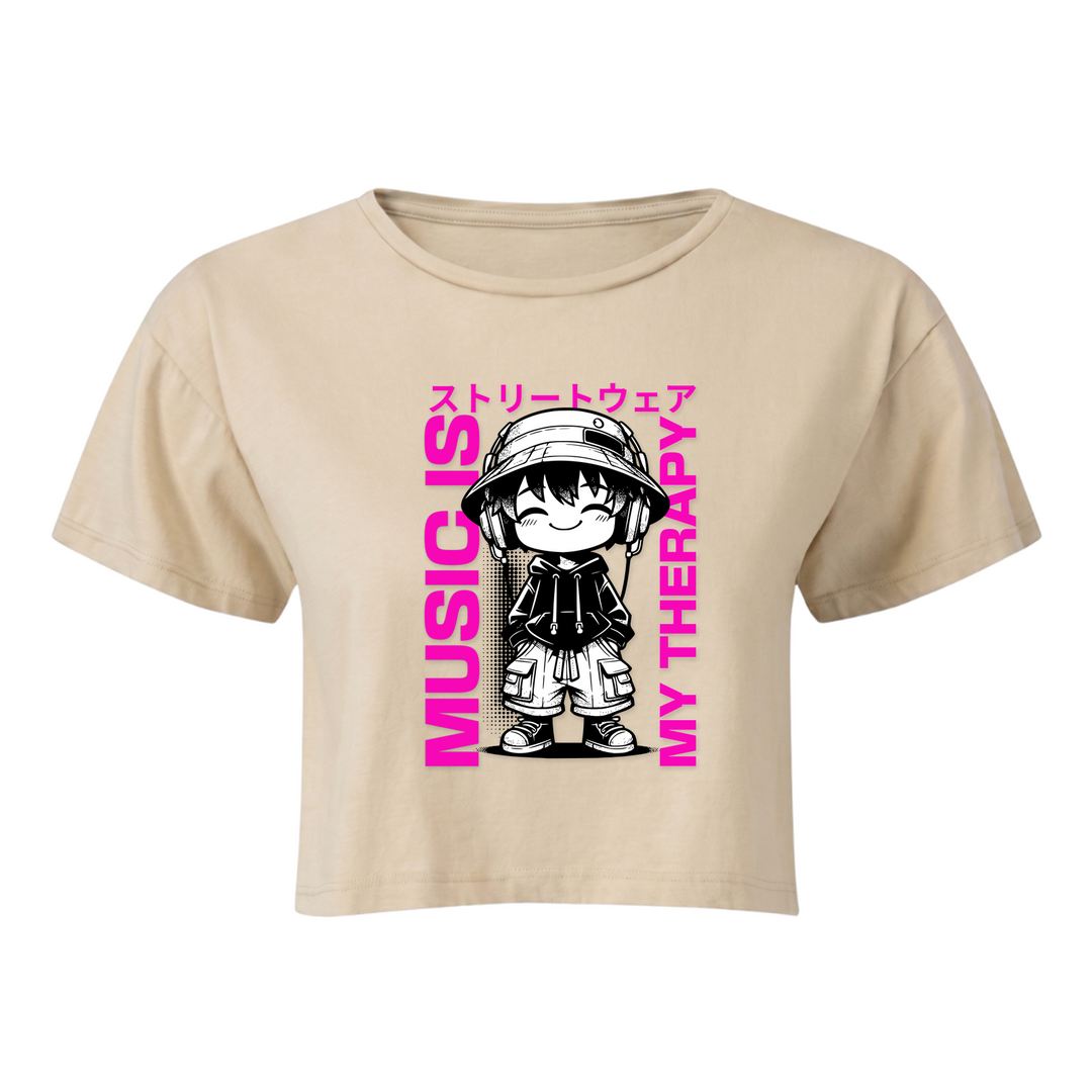 Music is my Therapy - Crop Top - nude