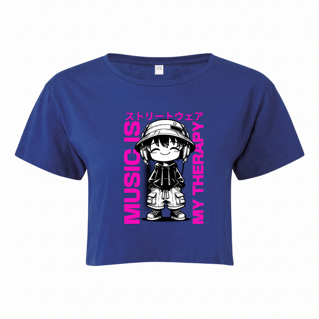 Music is my Therapy - Crop Top - royal