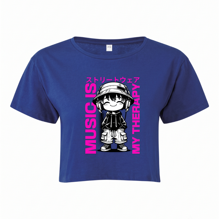 Music is my Therapy - Crop Top - royal