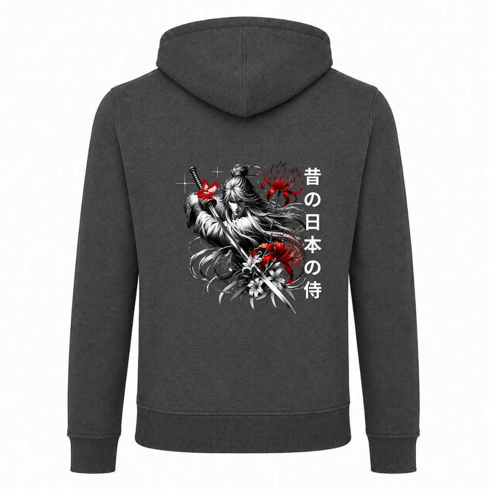 Long Haired Samurai - Zip Hoody - charcoal