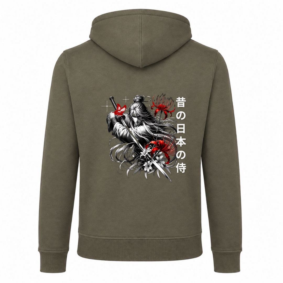 Long Haired Samurai - Zip Hoody - Olive