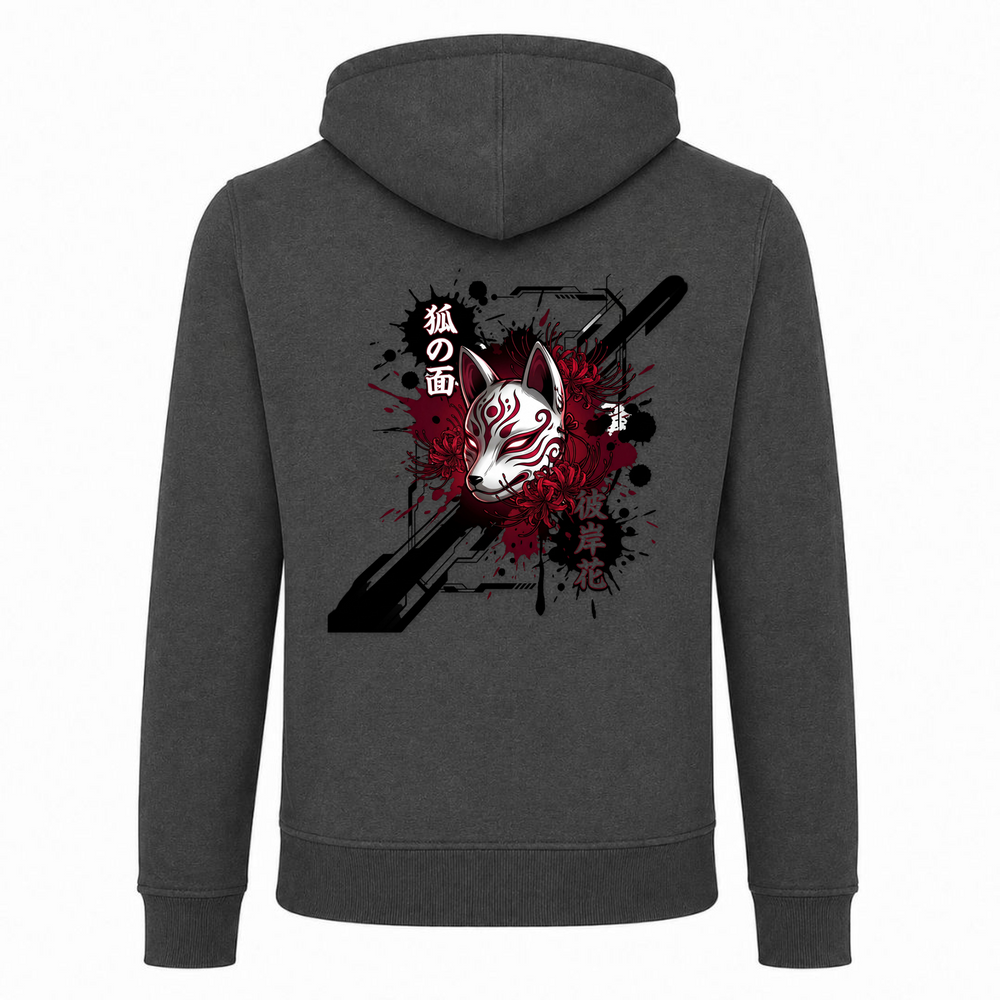 Kitsune T-shirt Heavy Zip Hoody - charcoal