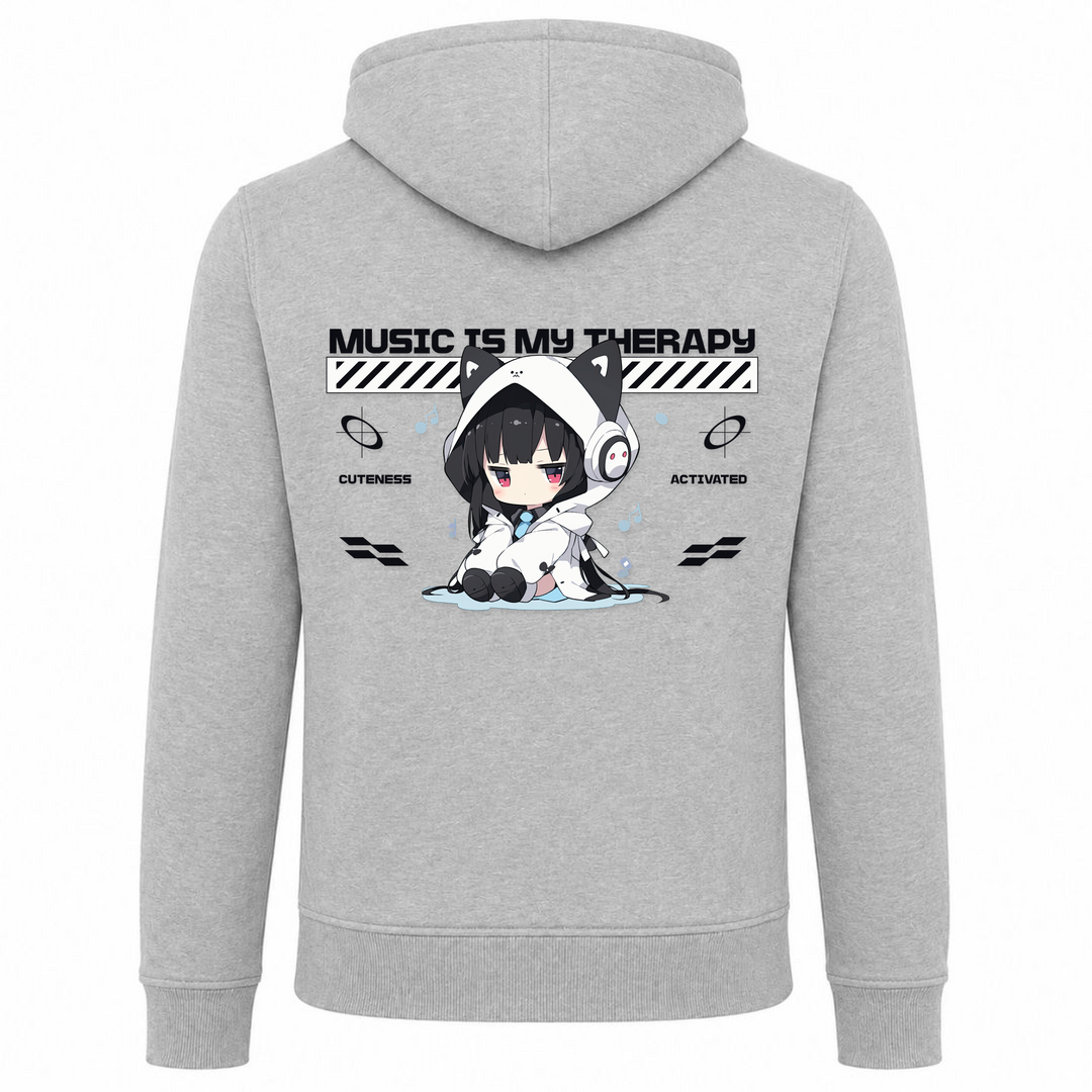 Music is my Therapy - Zip Hoody - heather grey - Rueckseite