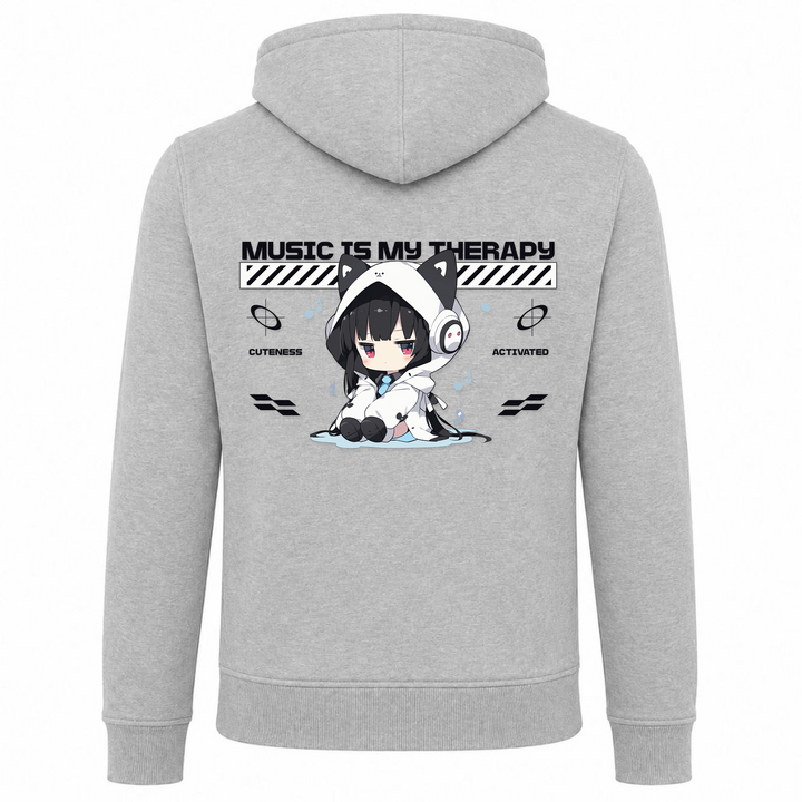 Music is my Therapy - Zip Hoody - heather grey - Rueckseite