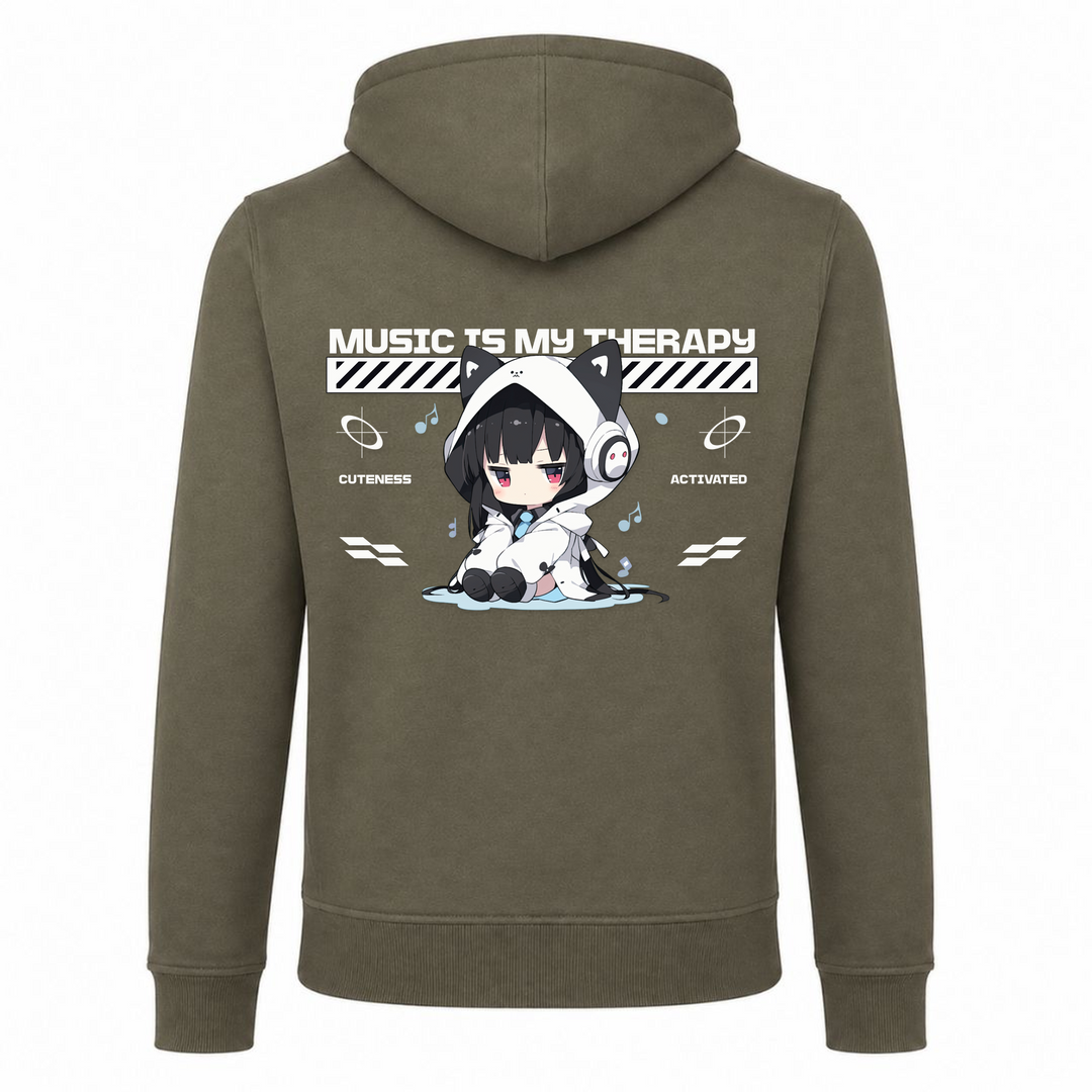 Music is my Therapy - Zip Hoody - Olive - Rueckseite