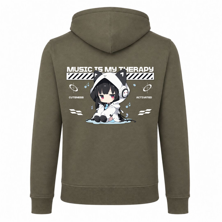 Music is my Therapy - Zip Hoody - Olive - Rueckseite