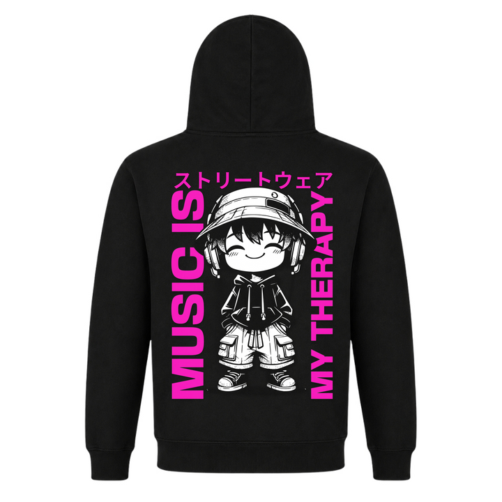 Music is my Therapy - Basic Hoodie - Black - Rueckseite