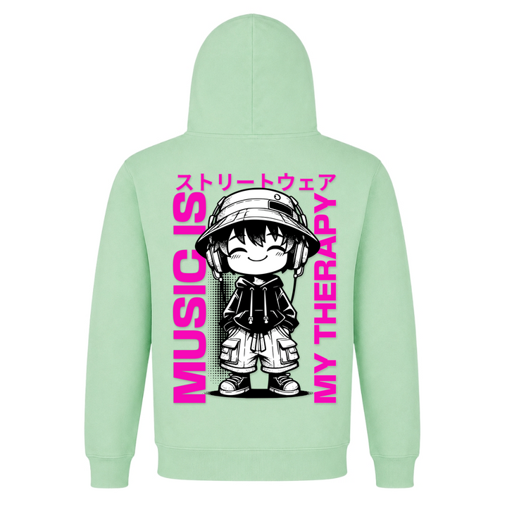 Music is my Therapy - Basic Hoodie - Frozen Green - Rueckseite