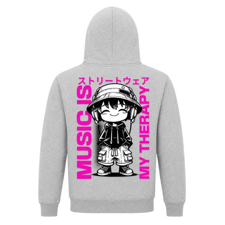 Music is my Therapy - Basic Hoodie - Grey Melange - Rueckseite