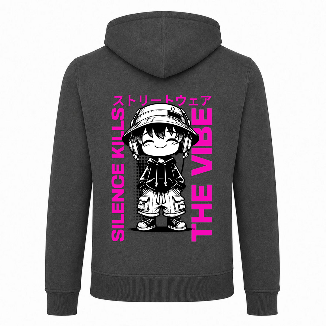 Silence kills the Vibe - Zip Hoody - charcoal - Rueckseite