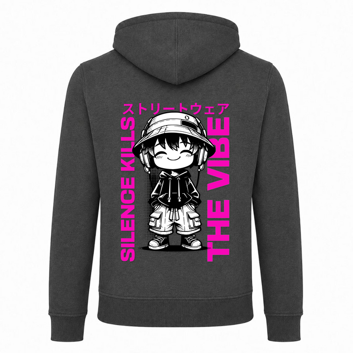 Silence kills the Vibe - Zip Hoody - charcoal - Rueckseite