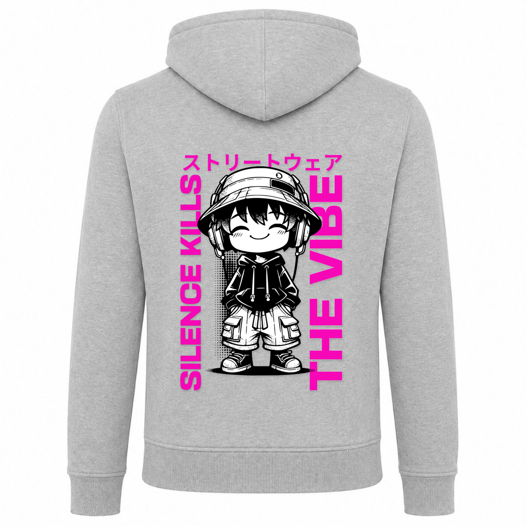 Silence kills the Vibe - Zip Hoody - heather grey - Rueckseite