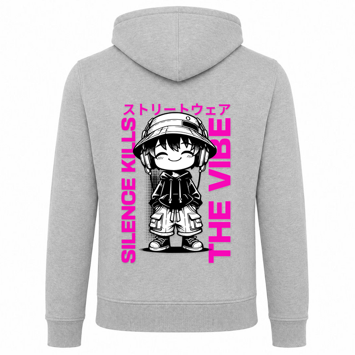 Silence kills the Vibe - Zip Hoody - heather grey - Rueckseite