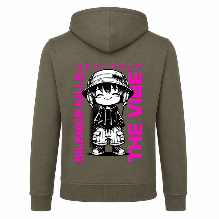 Silence kills the Vibe - Zip Hoody - Olive - Rueckseite
