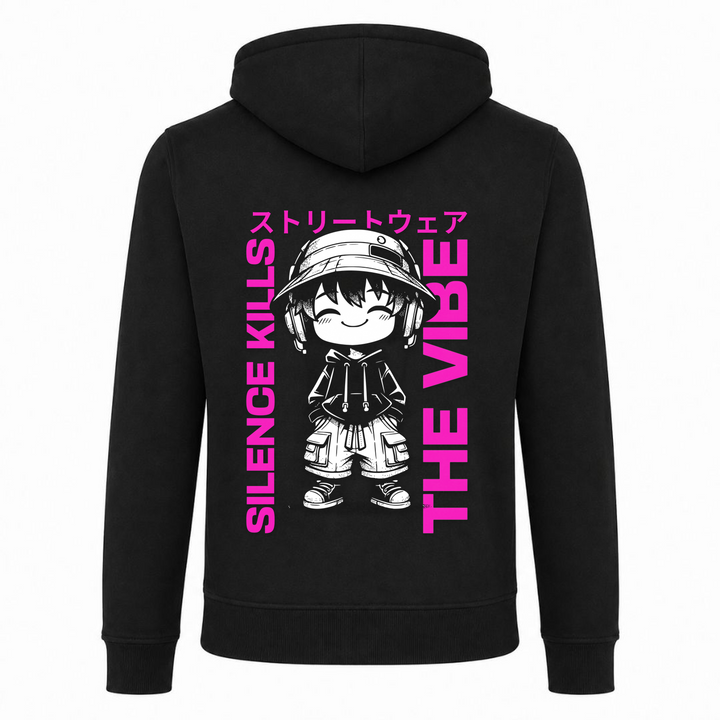 Silence kills the Vibe - Zip Hoody - schwarz - Rueckseite