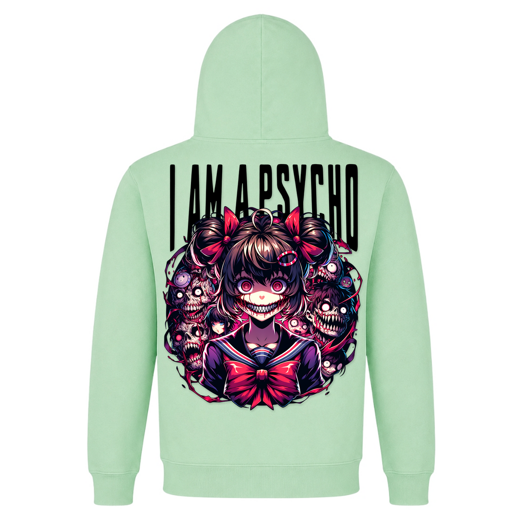 i am a Psycho - Basic Hoodie - Frozen Green - Rueckseite