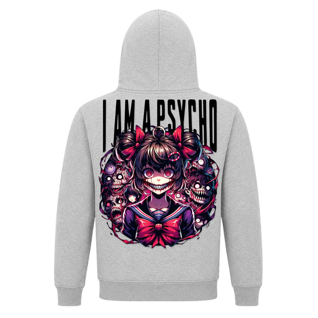 i am a Psycho - Basic Hoodie - Grey Melange - Rueckseite
