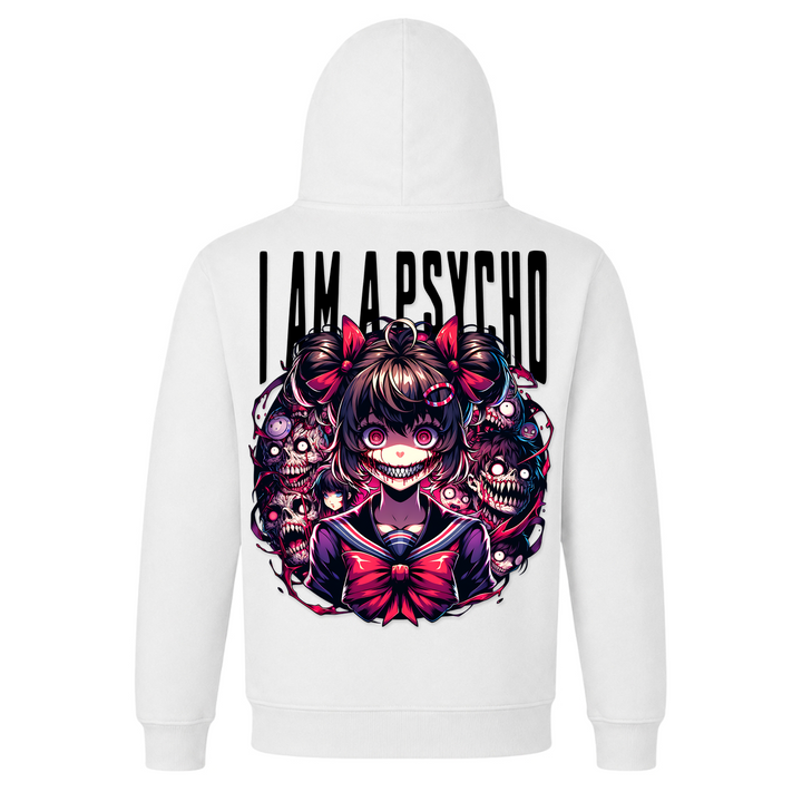 i am a Psycho - Basic Hoodie - White - Rueckseite