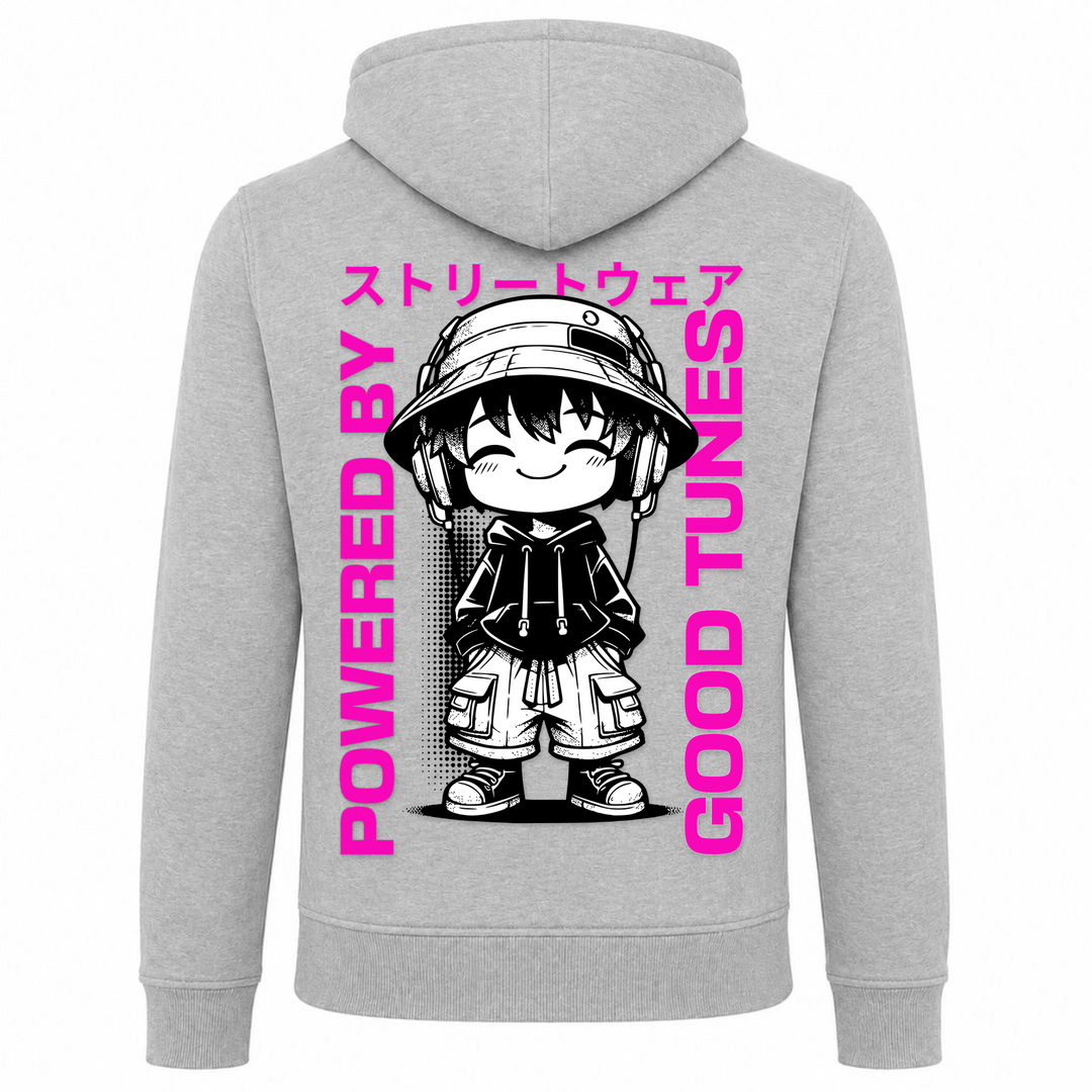 Powered by good tunes - Zip Hoody - heather grey - Rueckseite