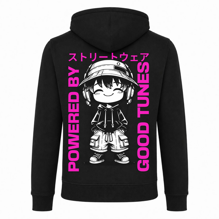 Powered by good tunes - Zip Hoody - schwarz - Rueckseite