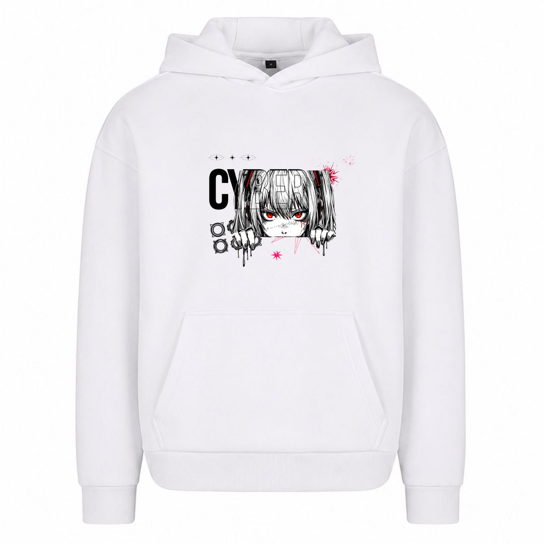Cyber Rebel - Oversized Hoodie - Weiß